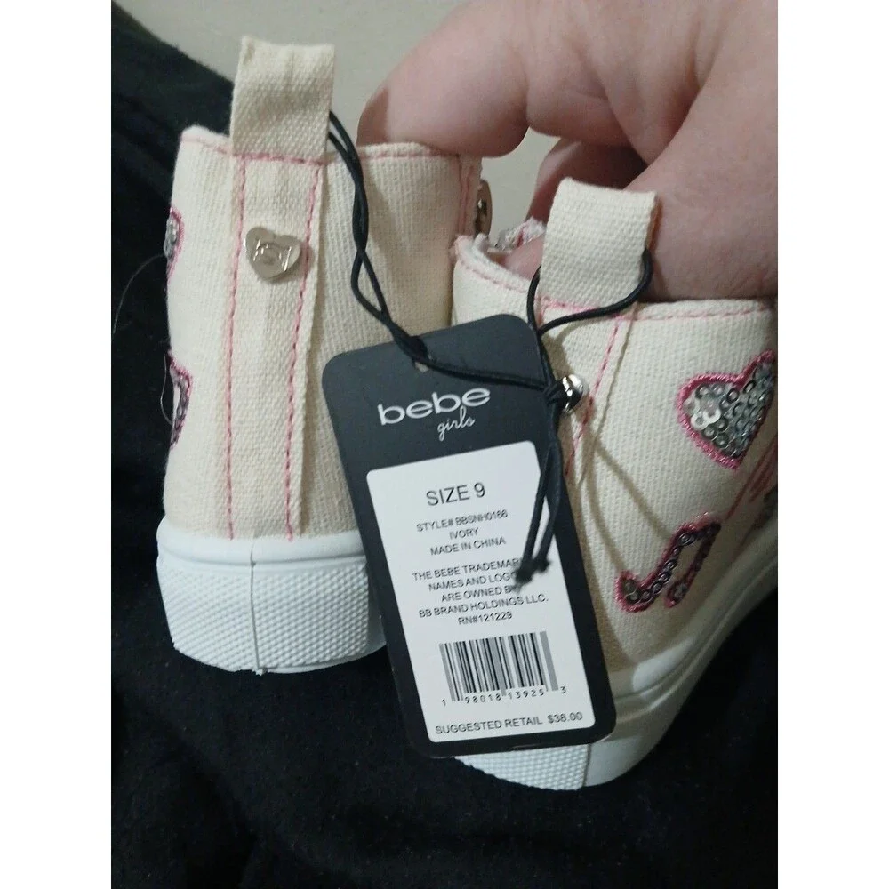 Bebe Size 9c Kids Shoes ivory color with box